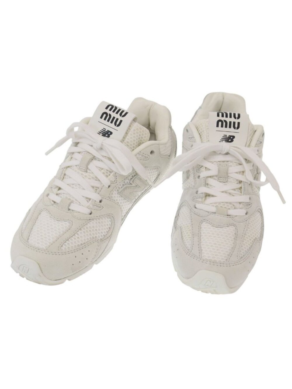 Miu Miu New Balance Suede Mesh Sneakers White